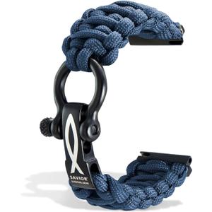Savior Survival Gear Paracord 20mm/22mm Watch Band with Quick Release - Men & Women - Strap Compatible with Various Smart Watches, including Galaxy (some), S3 Classic, and Fenix 5 (Dark Blue)