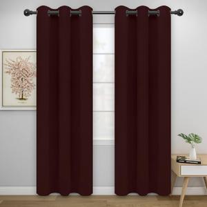 Easy-Going Blackout Curtains for Bedroom, Solid Thermal Insulated Grommet and Noise Reduction Window Drapes, Room Darkening Curtains for Living Room, 2 Panels(42x84 in, Wine)