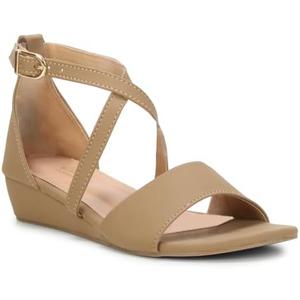 Anita Sarees Women's Adjustable Flat Sandals with Ankle Strap | Comfortable Low Wedge Footbed for Summer, Party, Office, Casual & Formal Wear, Size 37,5