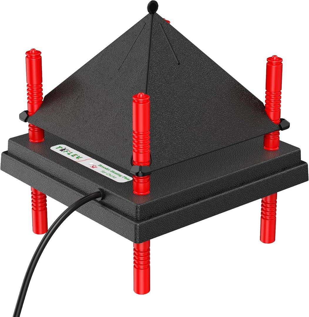 Chick Brooder Heating Plate with Anti Stand Cone, Adjustable Height Brooder Heater for Chicks, Downward Heat Distribution for Outdoor Barns & Coops (10" x 10" Black)
