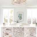 LEDIARY Caged Ceiling Fans with Lights, White Flush Mount Ceiling Fan with Remote&App, Small Low Profile Bladeless Ceiling Fan Light Fixture for Bedroom, Kitchen, Dining Room-White Gold Color