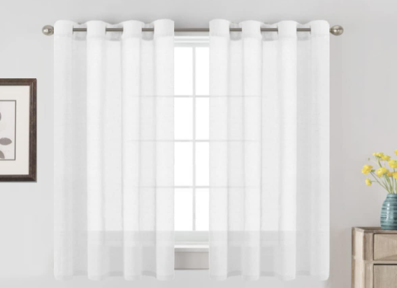 H.VERSAILTEX Linen Curtains Natural Linen Blended Curtain Panels for Living Room/Light Reducing Linen Semi Sheer Curtains 54 inch Length 2 Panels Set Nickel Grommet Window Panels, Sage