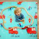 Bammax Extra Large 78" x 70" x 0.4" XPE Foam Baby Play Mat with Travel Bag | Anti-Slip, Waterproof, Foldable & Reversible Padded Playmat | Baby Crawling & Kids Play Mat Giftable Design, Cars & Fire Engine