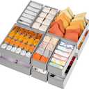 Criusia 12 Pack Sock Underwear Drawer Organizer Dividers, 116 Cells Fabric Foldable Dresser Closet Organizers and Storage Bins for Baby Clothing, Women Men Underwear Socks, Bra, Ties, Scarf (Grey)