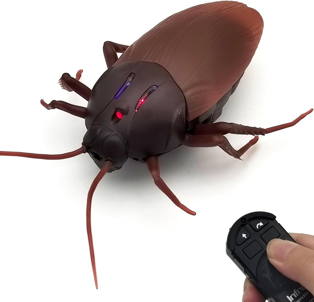 Tipmant RC Cockroach Toy Remote Control Roach Insect Realistic Simulation Electric Electronic Animal for Cat Toddler Kids Birthday Gifts Includes Screwdriver Battery, 1.4 inches