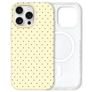 Hython for iPhone 15 Pro Max Case Cute Polka Dot Aesthetic Design Simple Cover 6.7", Thin Slim Anti-Scratch Soft TPU Bumper Shockproof Rubber Protective Phone Cases for Women Girls, Magnetic Yellow