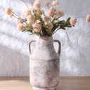Ceramic Flower Vase with Handles, 11 in Tall Rustic Farmhouse Pottery Vases Decorative Large Vases for Living Room Entryway Kitchen Table Centerpieces Home Decor,Neutral
