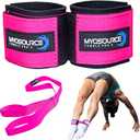 Myosource Kinetic Bands Tumble Pro X Ankle Straps Kit  Cheerleading Standing Tumbling Equipment, Gymnastics Backhandspring Trainer  Includes Flexibility Stunt Stretch Strap  Blue, Pink, Purple