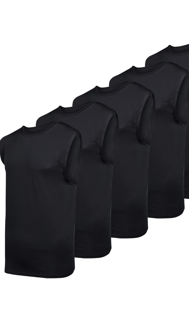 Real Essentials 4 Pack: Men's Dry-Fit Active Muscle Tank Top - Size L