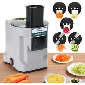Hiteemer 5 in 1 Electric Vegetable Chopper, Commercial Vegetable Dicer Food Processor Veggie Food Cutter Stainless Steel Automatic Shredded for Onion Potato Cabbage Fruit Slicer