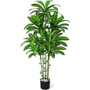 Dolicer 5FT Tall Look Real Artificial Dracaena Tree Indoor with Black Planter, Realistic Artificial Fake Faux Indoor Plants with Natural Trunk and Lifelike Leaves for Home Office Living Room
