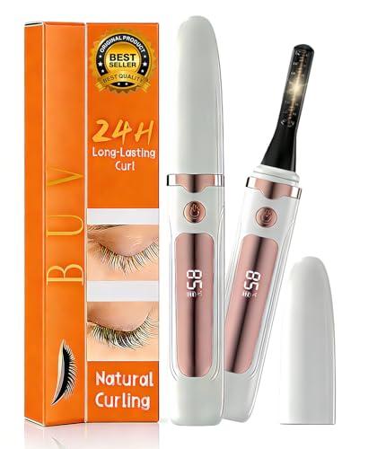 Heated Eyelash Curler – Fast 5s Heat-Up, USB Rechargeable Electric Eyelash Curler, LED Display, Anti-Burn, 24H Long-Lasting Curl, Perfect Gift for Women (White A1)