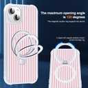 Compatible with Striped iPhone 15 Case with Stand,6.1" T-Pink