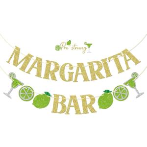 FOZEE Margarita Bar Banner, Margarita Party Decorations, Mexican Taco Bar Party Decorations, Margarita Decorations, Gold and Green Glitter