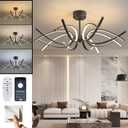 Modern LED Ceiling Light Fixture,110W 7700 Lumen,Ceiling Lamp for Kitchen Bedroom Study Living Room Office Dining Room,Dimmable Remote Control (Black -Ceiiling-BK224, Dia 37.4 x H 12.6 inch)