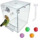PINVNBY Bird Bath Box,Parrot No-Leakage Bathtub for Cage Hanging Tube Shower Box Cage Accessory with Water Injector and Balls Toys for Small Pet Birds Canary Lovebirds Budgies(6 Pcs)