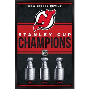 NHL New Jersey Devils - Champions 23 Wall Poster, 34L" x 22.4W", Black Framed Version
