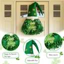 St Patrick's Day Wreath for Front Door, Tassel Shamrock Wreath Gnomes Door Decor, Green Foil Fringe St Patricks Day Gnomes Decorations, St. Patrick's Day Decor for Indoor Outdoor