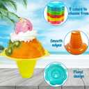 Alaeseje 100 PCS Snow Cone Cups,8 oz Plastic Flower Shaped Shaved Ice Drip Cups,Colorful Snow Cone Bowls for Holiday Summer Beach Party Birthday