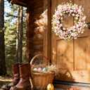 6 Ft Artificial Easter Garland Easter Pink Egg Flower Berry Garland Decorations Spring Flower Garlands with Pastel Eggs and Mixed Twigs for Fireplace Mantel Indoor Outdoor Home Party Door Wall Decor