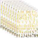 TaoBary 8 Sets 536 Pcs Vinyl Letter Number Stickers Alphabet Large Self Adhesive Mailbox Number Waterproof Stickers for Sign Door Business Address Decor(1 Inch,Mirror Gold)