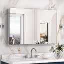 Keonjinn 36 x 24 Inch Bathroom Mirrored Medicine Cabinet, Lightweight Aluminum Structure, Freely Adjustable Shelves, Combined Assembly Needed, Surface Mount or Recessed Mirror with Storage