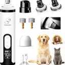 Upgraded Silent Dog Nail Grinder, Cordless Grooming Pro Nail Grinder with 3 Adjustable Speeds & Led Light, Painless Paws Grooming for Small Medium Large Dogs & Cats (2 Replacement Heads) (White)