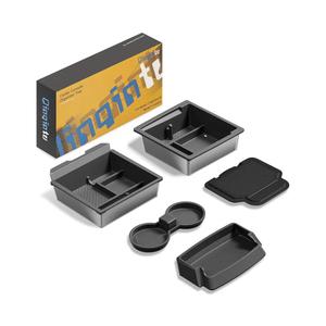 for Tesla Model Y Juniper(2025-2026) & Model 3 Highland(2024-2026) Center Console Organizer [Slide Smoothly & Carbon Fiber] Sunglasses Cup Holder for Tesla Model 3 Model Y Accessories Black