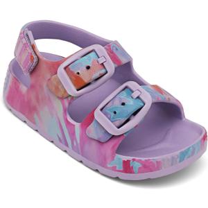 ChayChax Toddler Boys Girls Double Buckle Sandals Children's Adjustable Back Strap Water Sandal (Purple Tie Dye)
