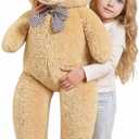47 Inch Giant Brown Big Teddy Bear, Life Size Stuffed Animals, 4 Feet Light Brown Large Plush Toy for All Ages Kids, Girlfriend Boyfriend, Great Gift Idea for Birthday & Party Decorations
