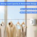 Retractable Clothesline Indoor & Outdoor, 16.2 Ft Non-Sagging Stainless Steel Laundry Washing Line with Wall Mounted Heavy Duty Design, Space-Saving Clothing Drying Rack (1, White)