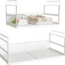 Expandable Under Cabinet Shelf Organizer with 1.25 Inches Thick Clips, Heavy Duty Extendable Under Shelf Storage Basket for Pantry or Laundry Room, White, 2 Pack, Interior: 5.7" H x 8.54" D