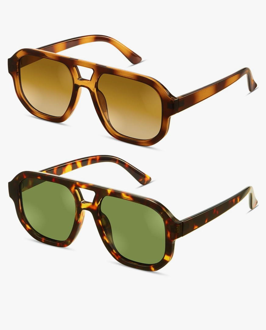 livho Trendy Polarized Square Aviator Sunglasses Women Men Square Eyewear Frame, Retro Sun Glasses for Women Men 2025 Shades