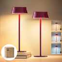 Philips Cordless Table Lamp, Portable Outdoor LED Desk Light,Rechargeable Battery Operated, 2 Adjustable Height, Touch Control & 3 Color Stepless Dimming, Waterproof Lamps for Restaurant/Bedroom (Red)