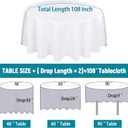 Kesfey 6 Packs Round Tablecloth 108 Inches White Polyester Table Cloths Stain and Wrinkle Resistant Tablecloths for Round Tables Washable Circle Fabric Tablecovers for Wedding Camping Banquet Parties
