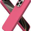 ORNARTO Compatible with iPhone 16 Pro Case 6.3", Slim Liquid Silicone 3 Layers Soft Gel Rubber Shockproof Protective Cover with Anti-Scratch Microfiber Lining-Desert Rose