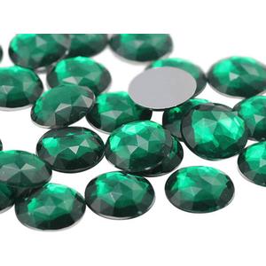30mm Flat Back Round Acrylic Rhinestones Plastic Circle Gems for Costume Making Cosplay Jewels Pro Grade Embelishments - 12 Pieces (Green Emerald H106)
