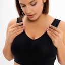 Sports Bras, Comfort Bras for Women, Seamless, Wireless, Sleep Yoga Bras with Removable Pads (Black) Large