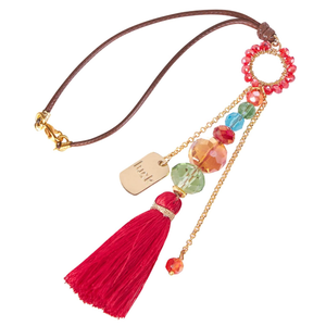Charm with Tassel (red) and Stones