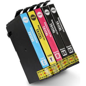 QL 812xl Latest Upgrade Compatible Ink Cartridge Combo Pack Remanufactured Replacement for T812 XL Workforce Pro WF-7840 WF-7820 WF-7310 EC C7000 Printer (5 Pack 2 Black, Cyan, Yellow, Magenta)