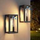 APONUO Solar Outdoor Wall Lights with 3 Lighting Modes, Motion Sensor Waterproof Wall Lanterns, Wireless Dusk to Dawn Solar Sconce Lights for Porch, Garage, Patio, Yard (2 Packs)