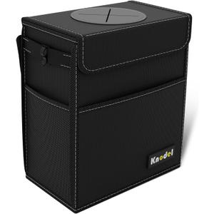 K KNODEL Car Trash Can, Waterproof Garbage Can, Trash Bag with Lid, Leak-Proof Car Bin, Trash Hanging Bag for SUV (Large, Black)