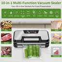 95kPa Vacuum Sealer Machine, Powerful Double Pump 10-in-1 Food Sealing System with Double Heat Seal, Built-in Cutter & Bag Storage, Easy-Lock Handle, Hose, 2 Bag Rolls, Durable Stainless Steel Design