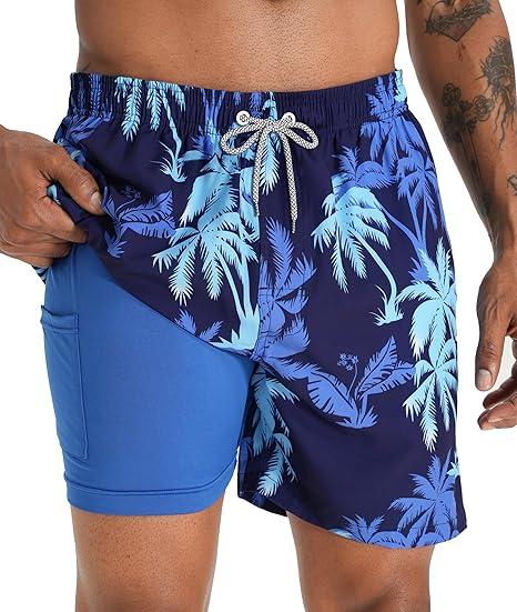 APTRO Mens Short Swim Trunks 5 Inch Inseam Beach Shorts with Pockets Quick Dry Bathing Suits Fashion Print Hawaiian Swimsuits Multicolor XL