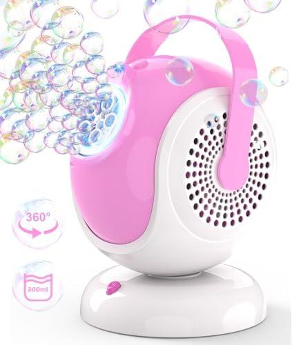 Joyfuture Pink Bubble Machine - Automatic Bubble Blower for Kids, Toddlers - Toys Gifts for Girls Ages 3+ Year Old, Easter, Outdoor, Birthday, Party Use