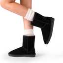 DREAM PAIRS Women's Shorty-New Mid Calf Winter Snow Boots (Black)