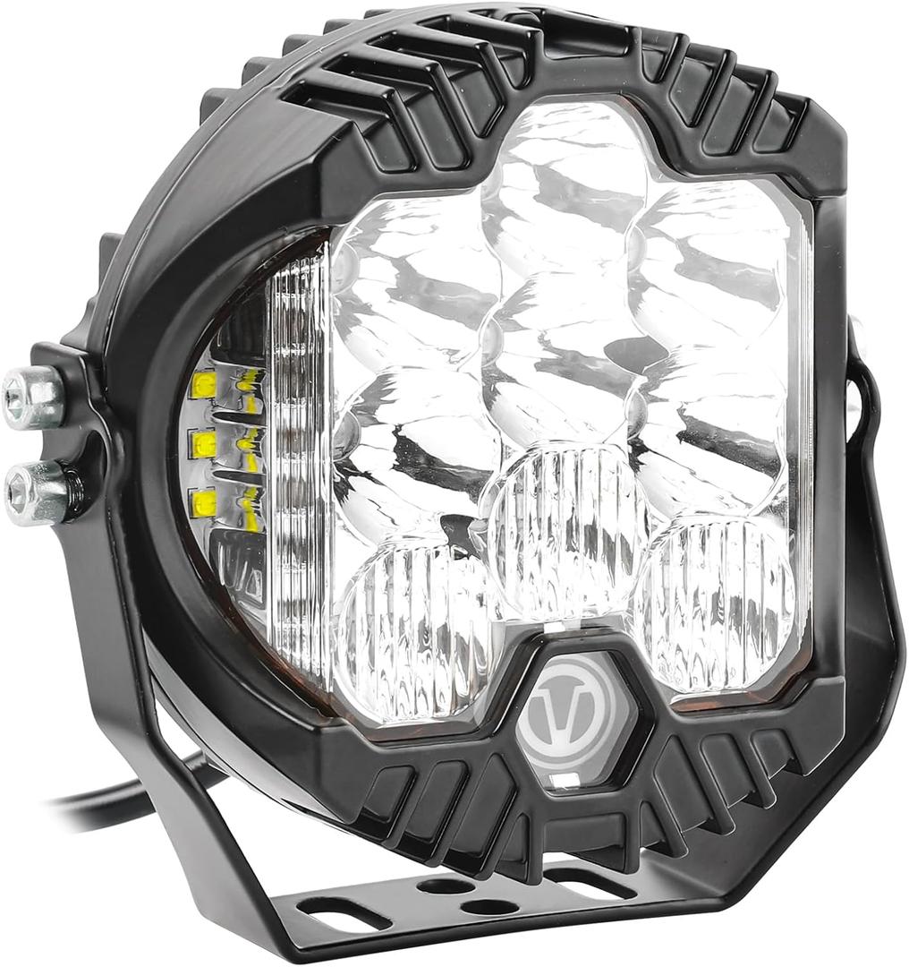 AUTOXBERT 7 Inch White Round LED Offroad Light, 90W LED Driving Light with DRL, Spot Flood Combo Beam Fog Lights for Jeep, Truck, ATV, SUV, UTV, Pickup, F150, 1Pcs