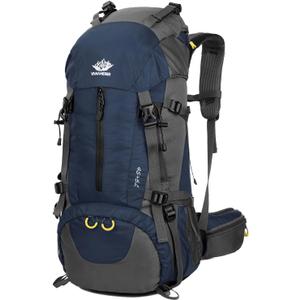 WoneNice 50L(45+5) Waterproof Hiking Backpack - Outdoor Sport Daypack with Rain Cover (Dark Blue)