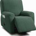 ULTICOR 4-Piece, 1 Seat Recliner Cover, Jacquared Stretch Reclining Chair Covers for 1 Cushion Reclining Sofa, Single Seat Recliner Couch Cover, Soft, Machine Washable (Style 2)(Green, Recliner Cover)
