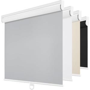 ChrisDowa Cordless Blackout Roller Shades for Windows, Thermal Insulated UV Protection Pull Down Shades, Total Blackout Window Blinds for Home, Office, Bedroom, Door (52" W x 72" H, Grey)